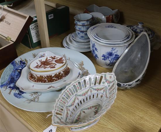 A Herend dish, a Sevres style basket and mixed ceramics